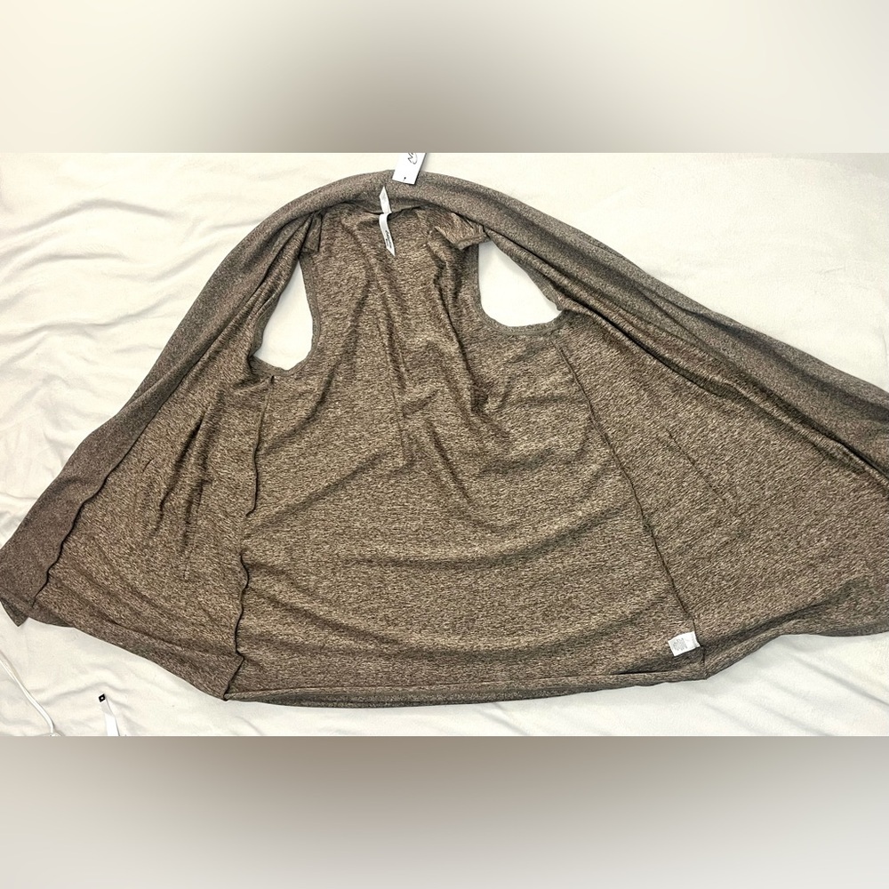 NY Collection Women’s Brown Caribou Color Sleeveless Open Cardigan Size 1X - Picture 15 of 16